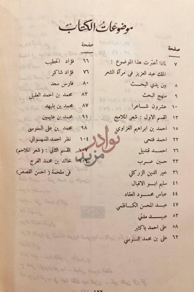 فهرس كتاب الملك عبدالعزيز في مراة الشعر موضوعات الكتاب