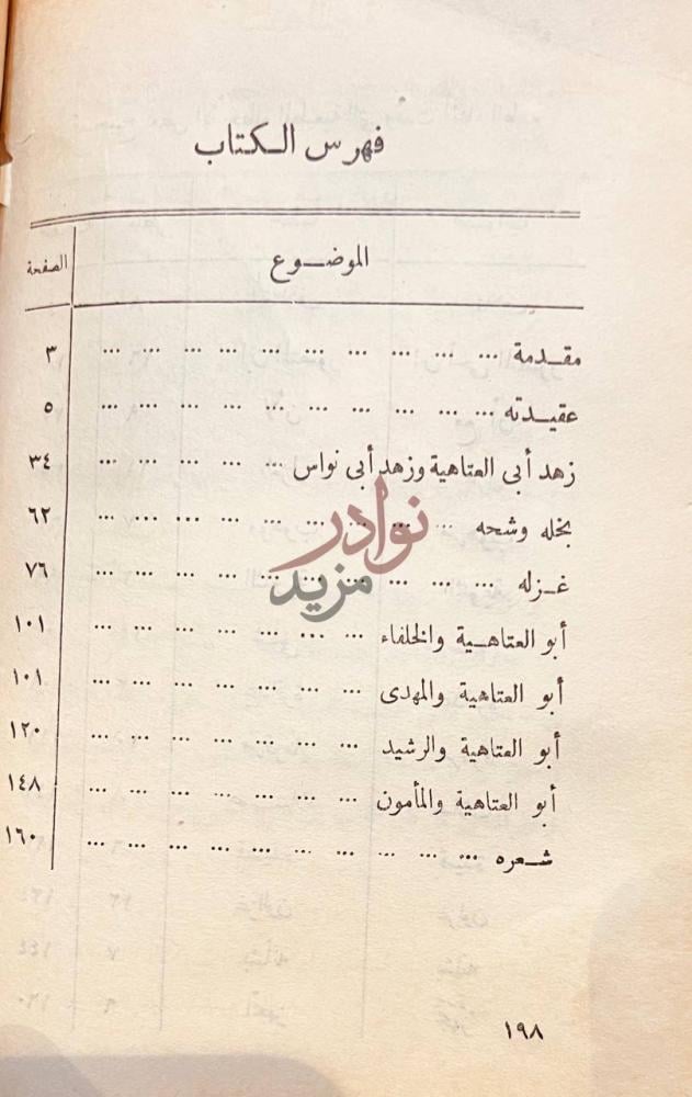 فهرس كتاب ابو العتاهية فهرس الكتاب
