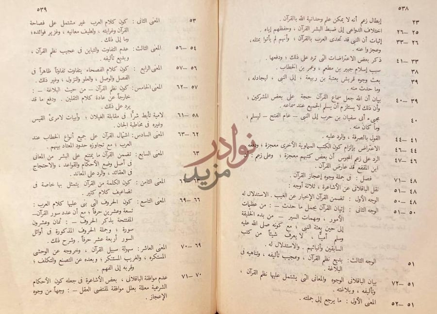 فهرس كتاب اعجاز القران استكمال فهرس