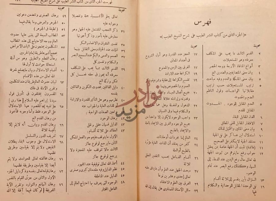 فهرس كتاب النشر الطيب على شرح الشيخ الطيب فهرس