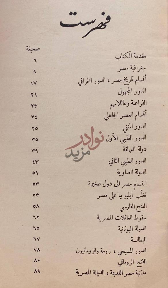 فهرس كتاب تاريخ مصر فهرست