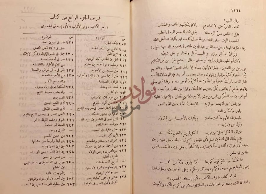 فهرس كتاب زهر الاداب وثمر الالباب فهرس الجزء الرابع