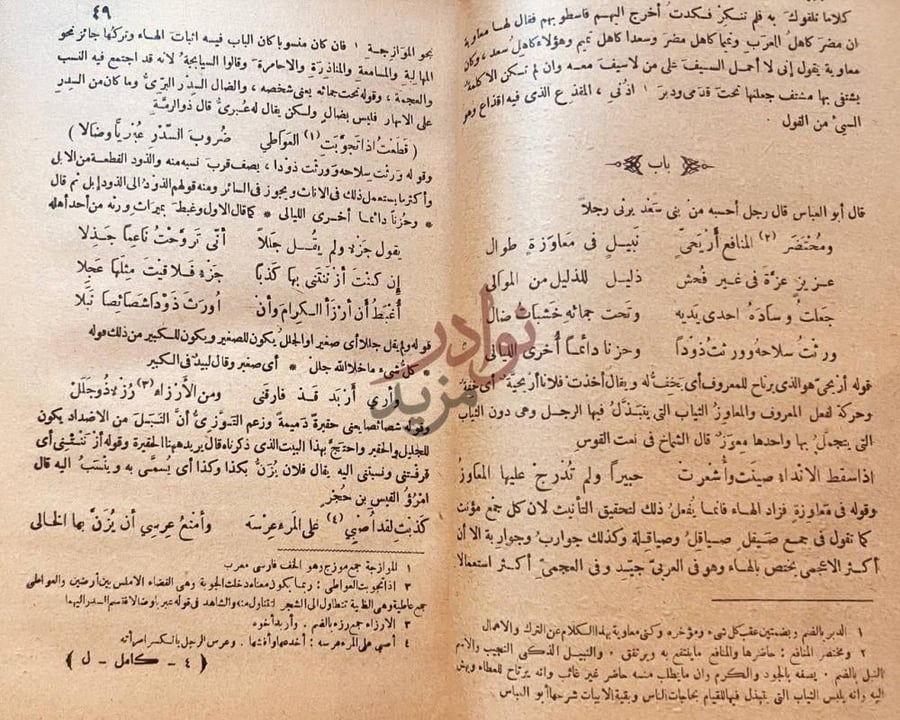 صفحة داخلية كتاب الكامل المبرد باب