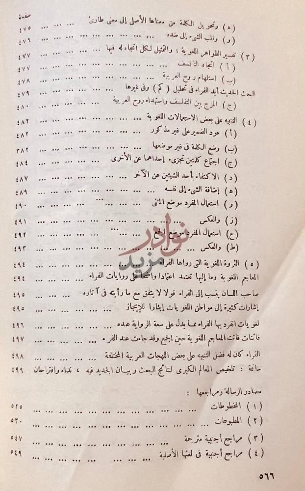 فهرس كتاب ابو زكريا الفراء ومذهبه في النحو واللغة
