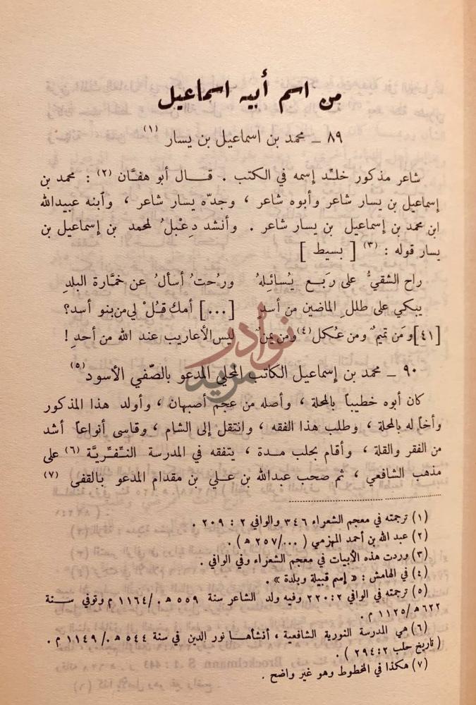 صفحة داخلية كتاب المحمدون من الشعراء واشعارهم