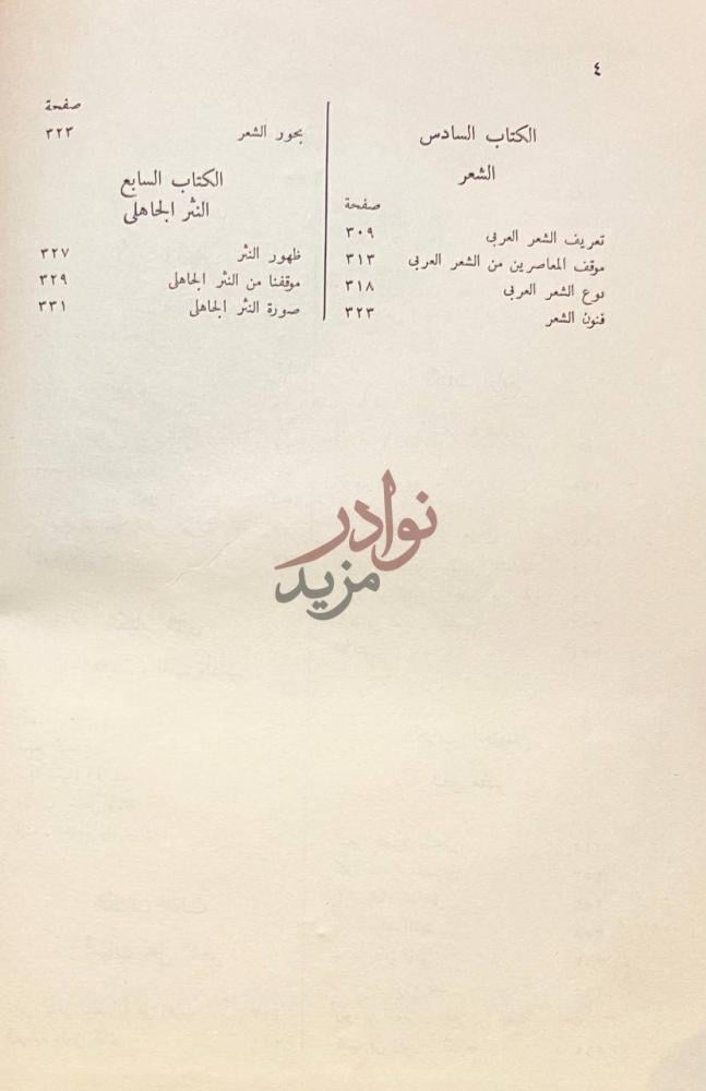 فهرس كتاب في الادب الجاهلي الكتاب السادس الشعر