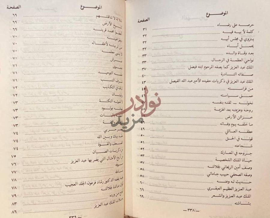 فهرس كتاب من حياة الملك عبدالعزيز الموضوع