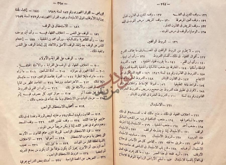فهرس كتاب محاضرات في الوقف