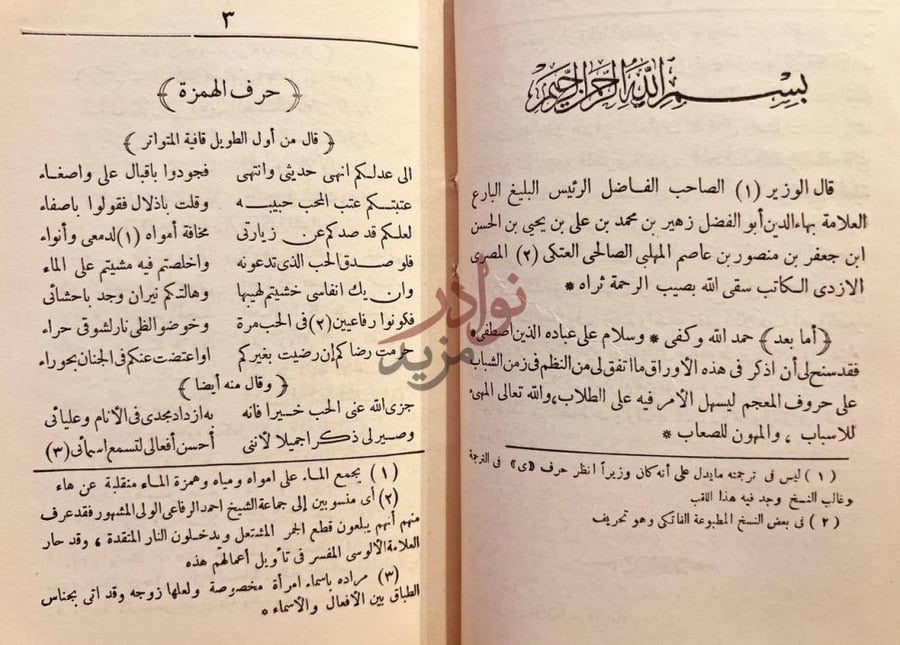 مقدمة كتاب ديوان ابي الفضل بهاء الدين زهير بسم الله الرحمن
