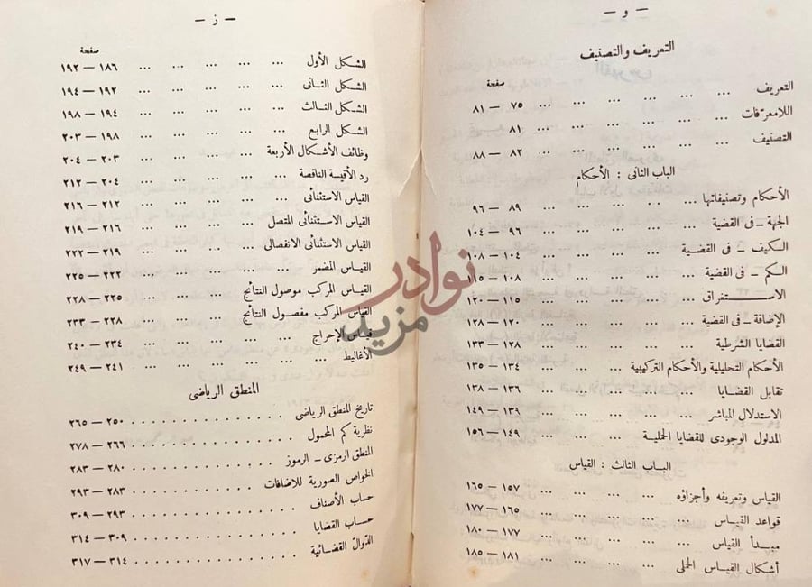 فهرس كتاب المنطق الصوري والرياضي