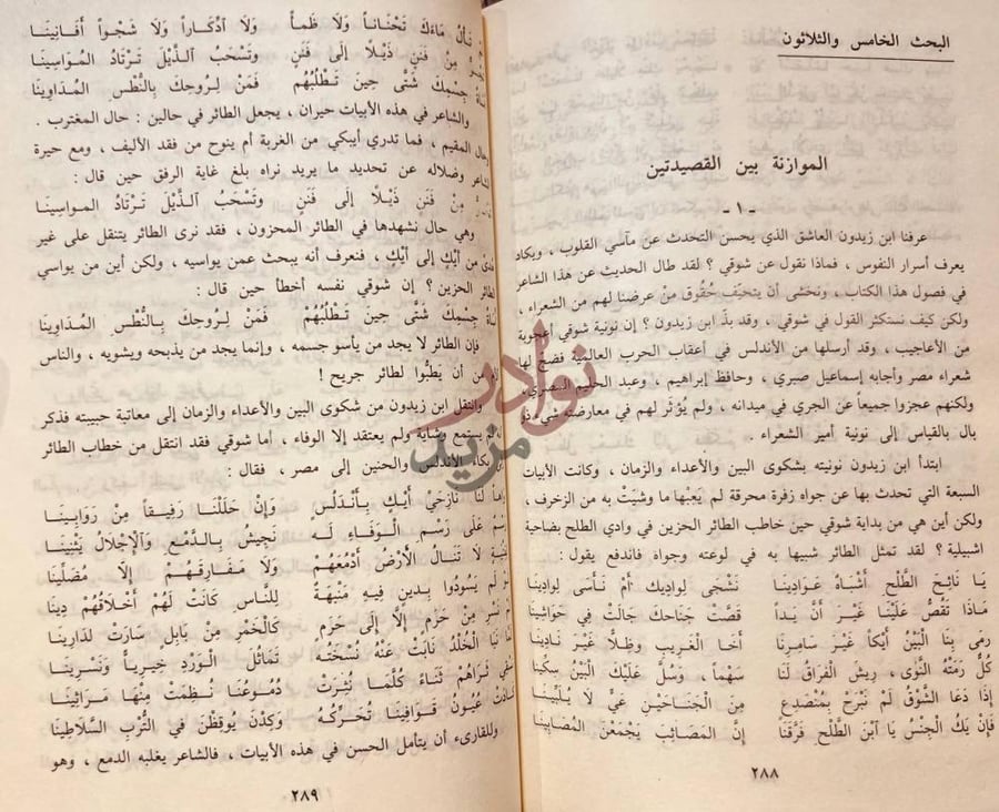 صفحة داخلية كتاب الموازنة بين الشعراء البحث الخامس