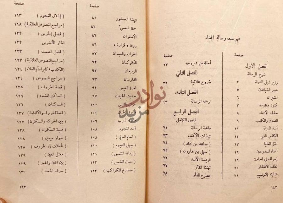فهرس كتاب رسالة الهناء فهرست رسالة الهناء