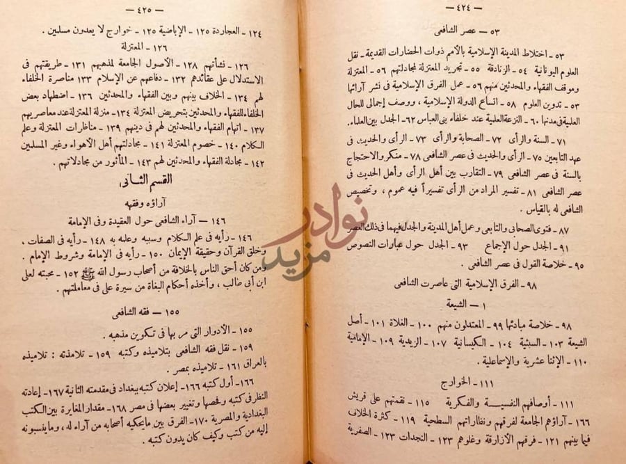 فهرس كتاب الشافعي حياته وعصره اراؤه وفقهه