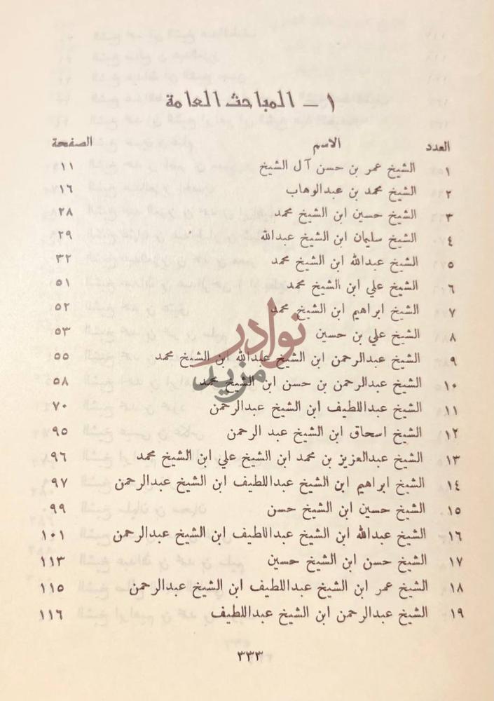 فهرس كتاب مشاهير علماء نجد وغيرهم المباحث العامة