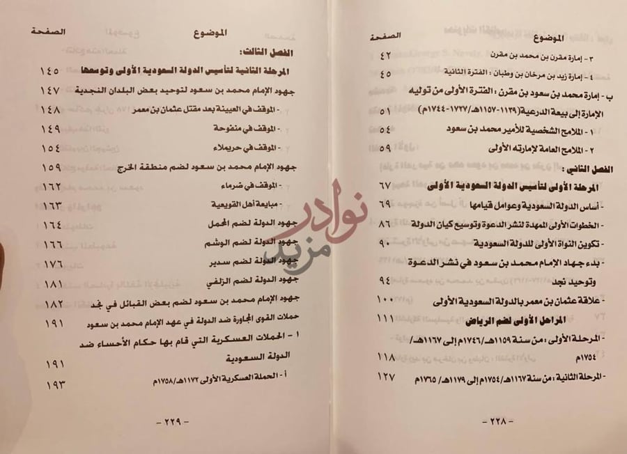 فهرس كتاب الامام محمد بن سعود وجهوده في تاسيس الدولة السعودية