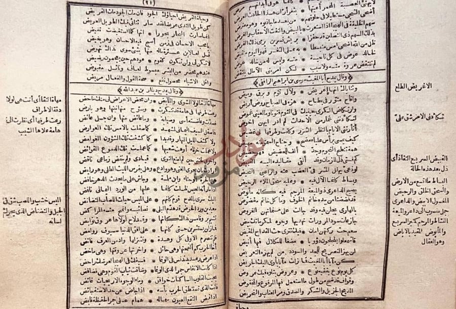 صفحة داخلية كتاب ديوان ابى تمام الطائى الأغراض الطلاع
