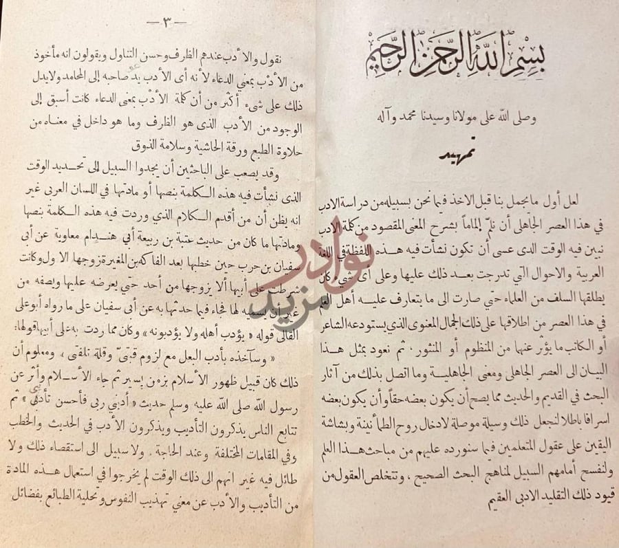 صفحة داخلية كتاب الادب العربي وتاريخه في العصر الجاهلي