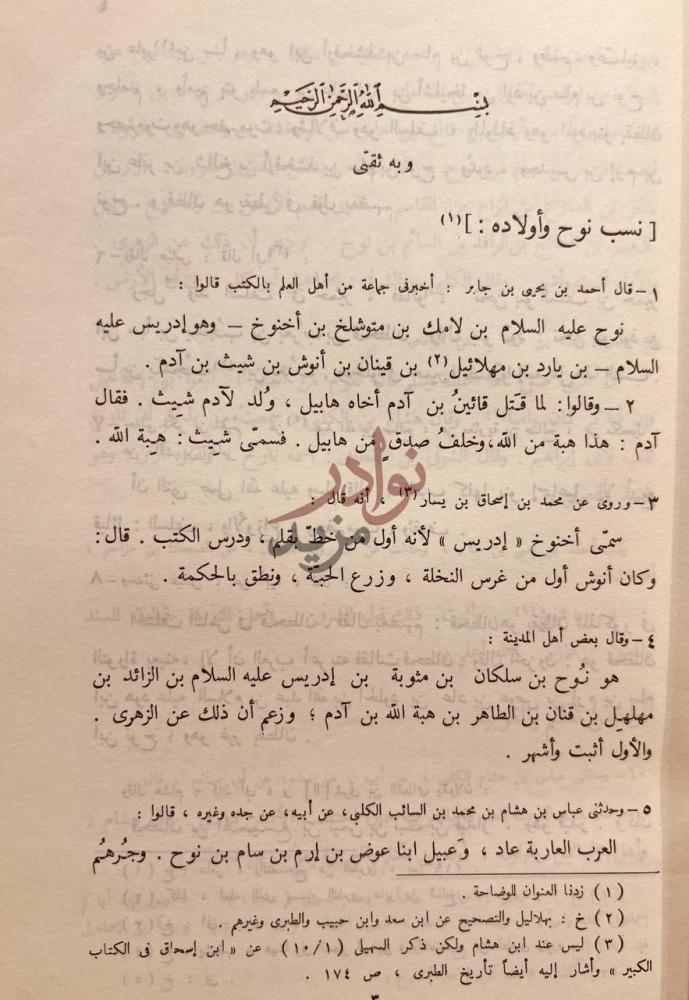 صفحة داخلية كتاب انساب الاشراف ج نسب نوح وأولاده