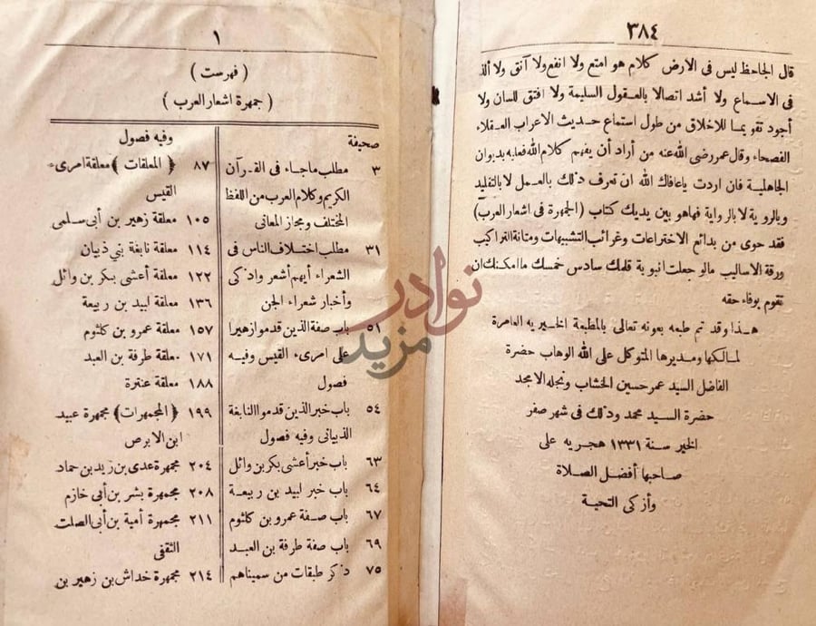 فهرس كتاب جمهرة اشعار العرب فهرست جمهرة أشعار