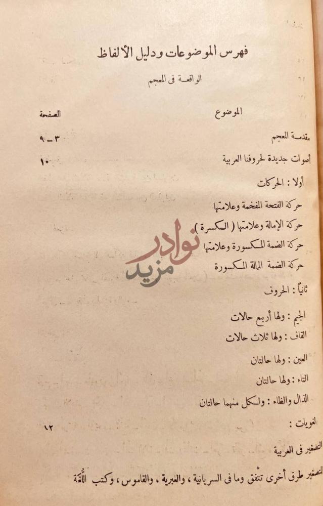 فهرس كتاب معجم الالفاظ العامية المصرية ذات الاصول العربية