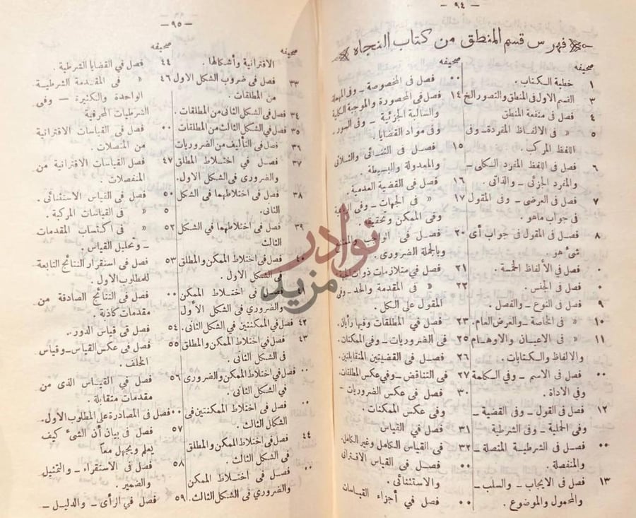فهرس كتاب النجاة في الحكمة المنطقية والطبيعية والالهية