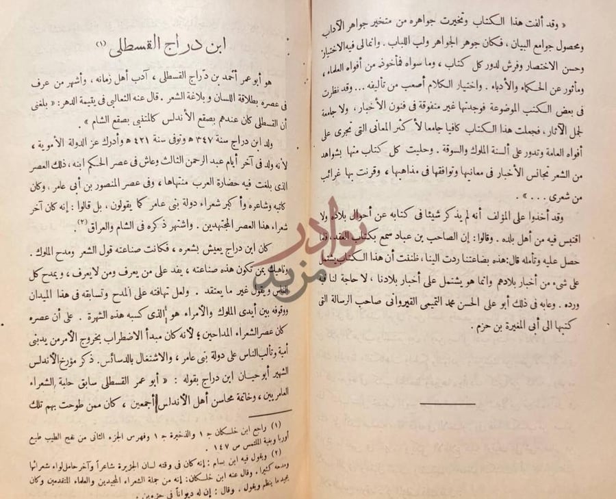 صفحة داخلية كتاب بلاغة العرب في الاندلس ابن دراج القسطلي
