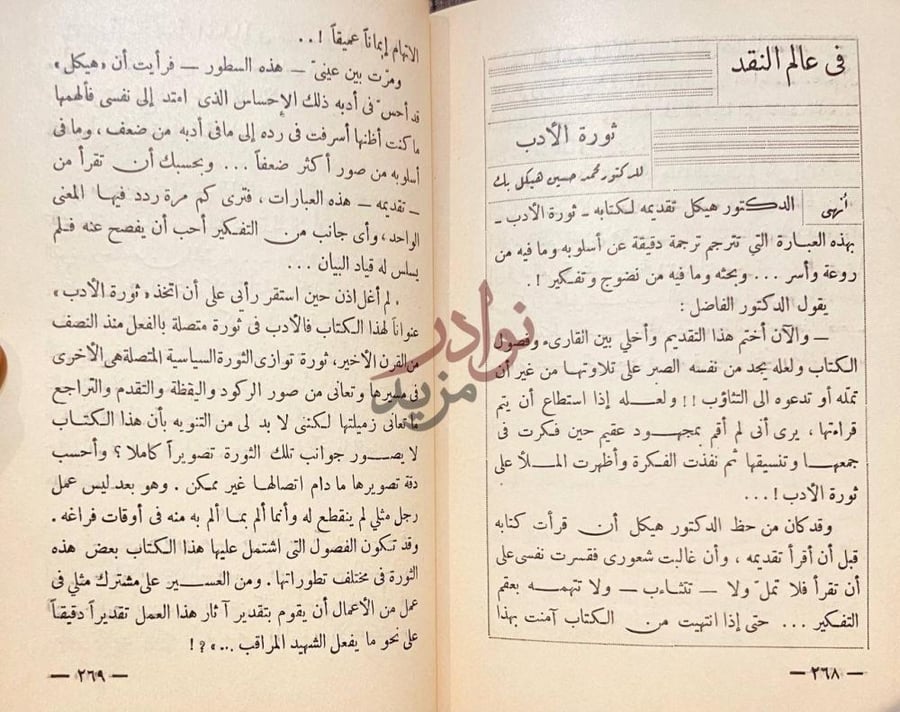 صفحة داخلية كتاب وحى الايام ثورة الأدب
