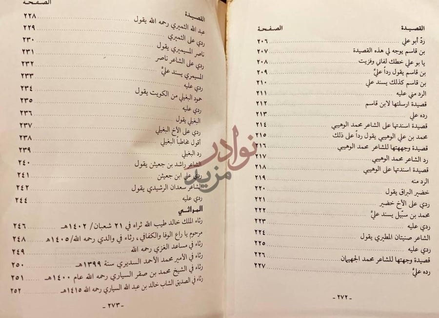 فهرس كتاب ديوان الشاعر عبدالله بن عبدالرحمن السلوم المراثي