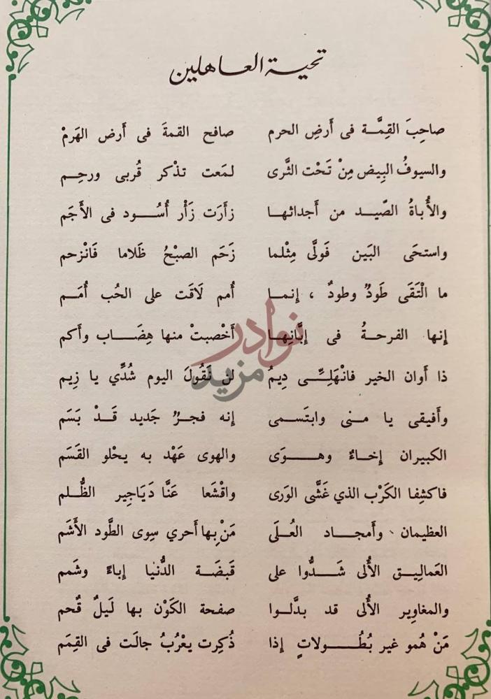 صفحة داخلية كتاب ديوان ضياء الدين رجب تحية العاهلين