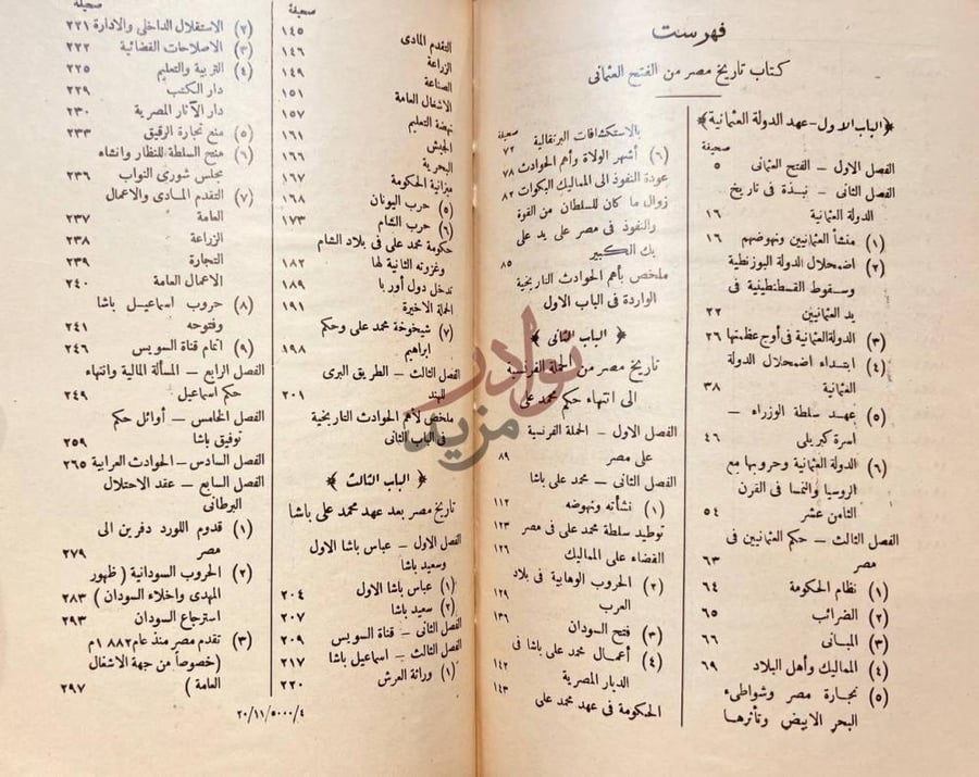 فهرس كتاب تاريخ مصر من الفتح العثماني فهرست
