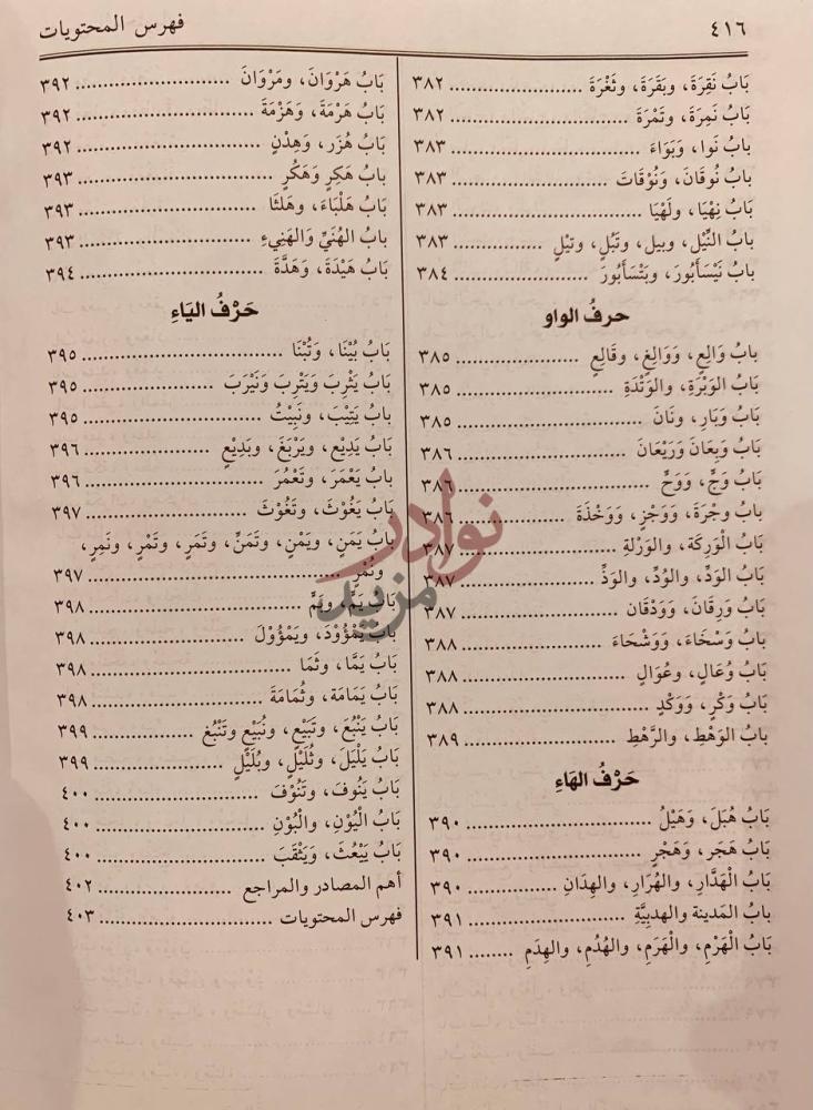 فهرس كتاب الاماكن او ما اتفق لفظه وافترق مسماه من الامكنة