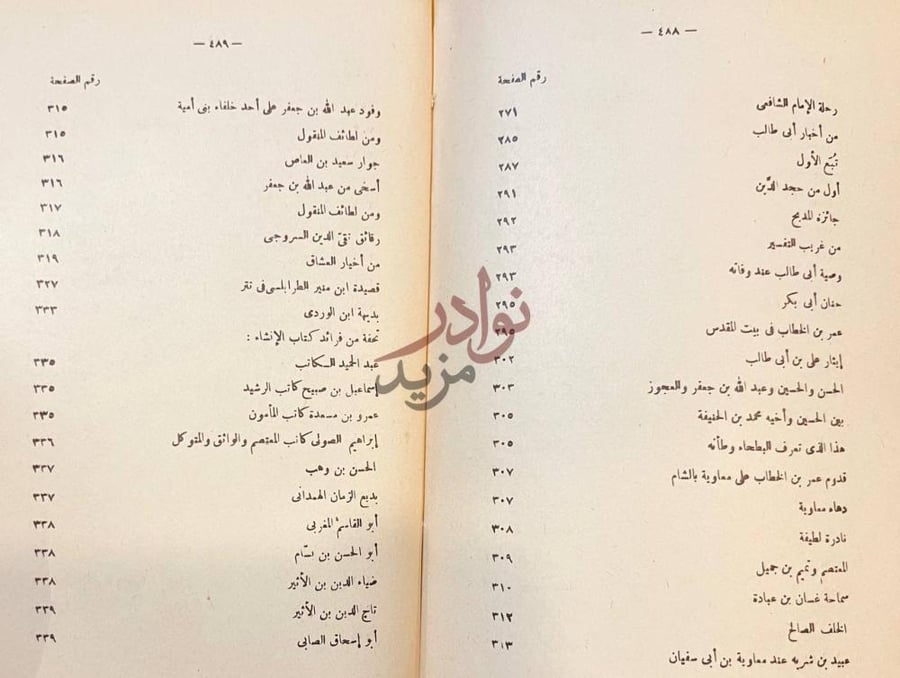 فهرس كتاب ثمرات الاوراق فهرس الموضوعات