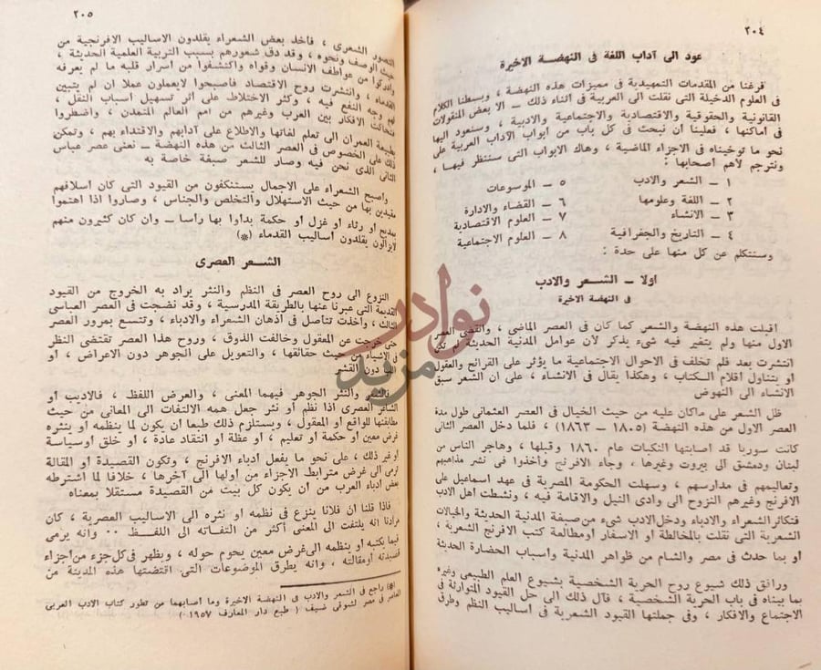 صفحة داخلية كتاب تاريخ اداب اللغة العربية
