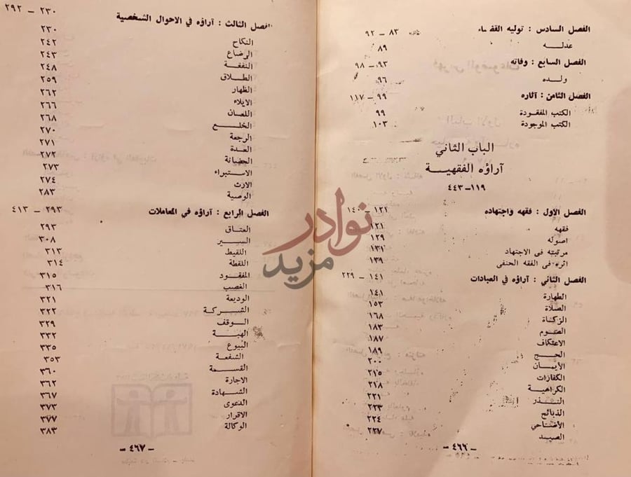 فهرس كتاب ابويوسف حياته وآثاره وآراؤه الفقهية
