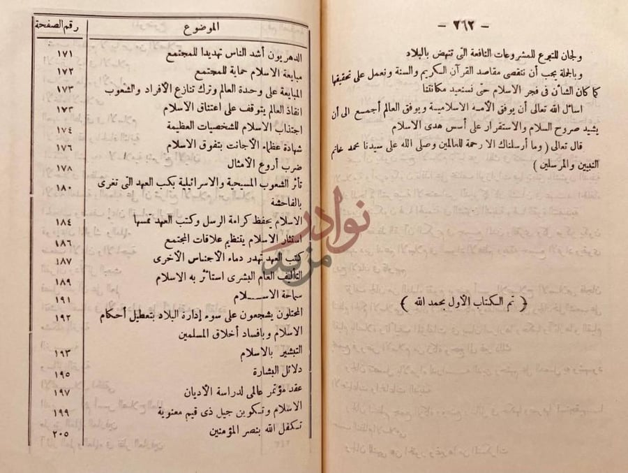 فهرس كتاب اسس الاصلاح العالمي على ضوء الهدى الاسلامي مجلد