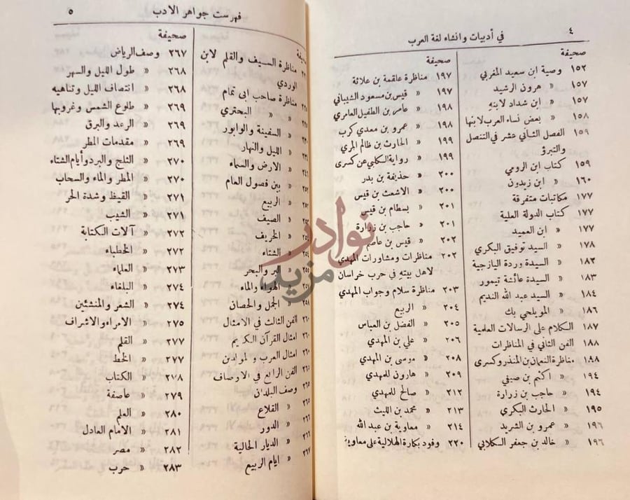 كشاف كتاب جواهر الادب في ادبيات وانشاء لغة العرب