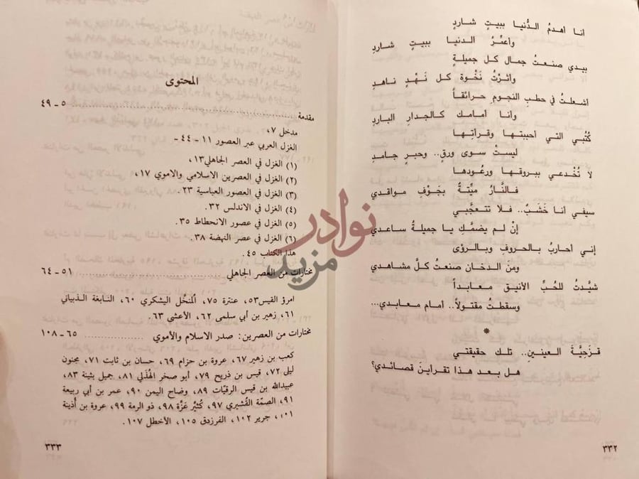فهرس كتاب ديوان العرب كتاب الغزل المحتوى