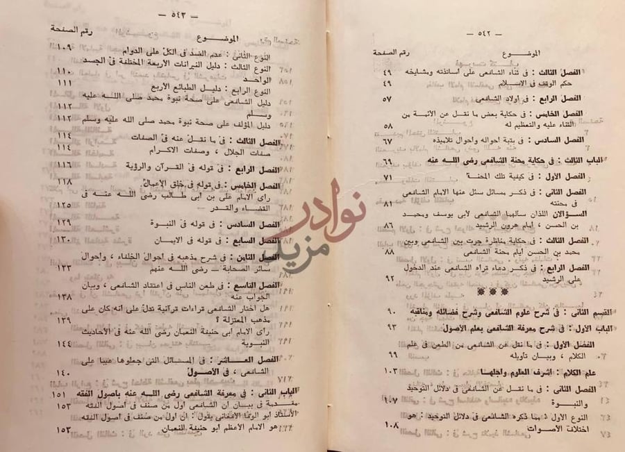 فهرس كتاب مناقب الامام الشافعي الموضوع رقم الصفحة