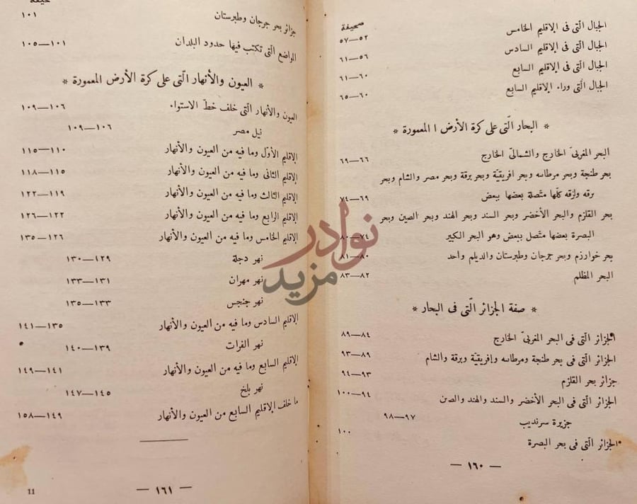 فهرس كتاب صورة الارض من المدن والجبال والبحار والجزائر فهرس
