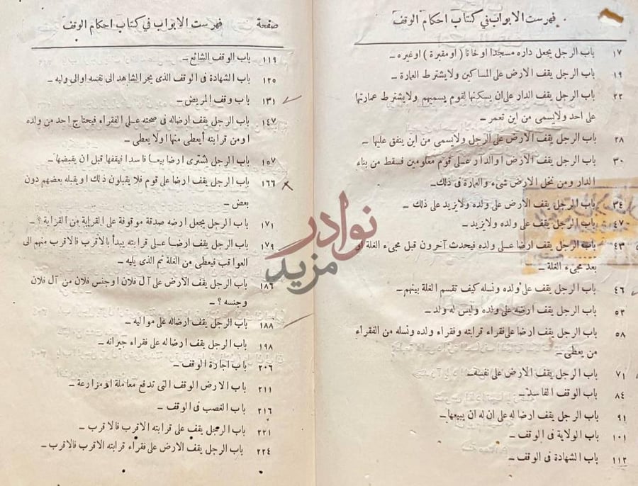 فهرس كتاب احكام الوقف فهرست الابواب