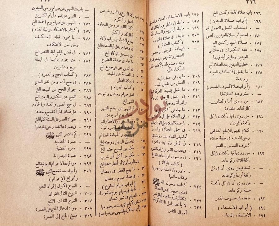 فهرس كتاب بدائع المنن في جمع وترتيب مسند الشافعي والسنن مذيلا