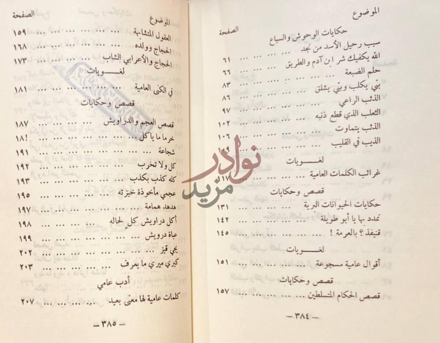 فهرس كتاب ماثورات شعبية الموضوع الصفحة