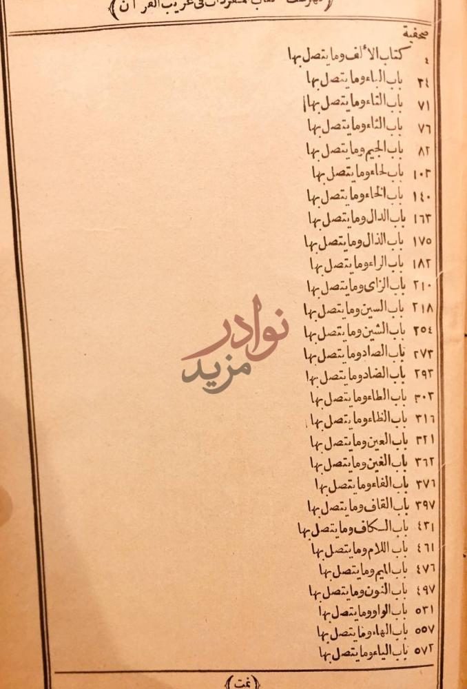 فهرس كتاب المفردات في غريب القران فهرست كتاب مفردات فى
