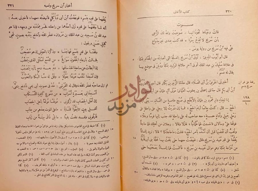 صفحة داخلية كتاب الاغاني أخبار آب ن س ر يج