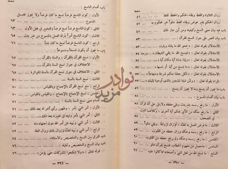 فهرس كتاب الايضاح لناسخ القران ومنسوخه ومعرفة اصوله واختلاف