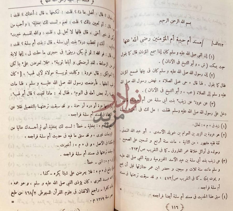صفحة داخلية كتاب مسانيد امهات المؤمنين مسند أم حبيبة أم