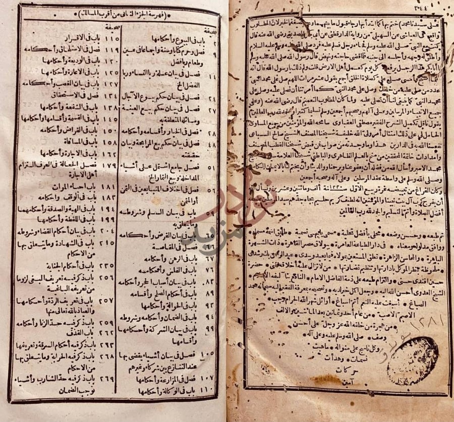 فهرس كتاب اقرب المسالك لمذهب لمذهب الامام مالك