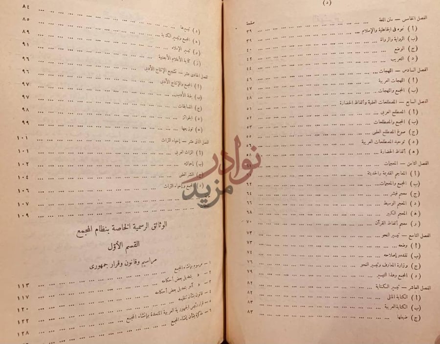 فهرس كتاب مجمع اللغة العربية في ثلاثين عاما ماضيه وحاضره