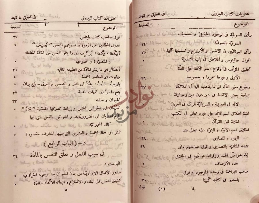 فهرس كتاب تحقيق ماللهند من مقولة مقبولة في العقل او مردولة