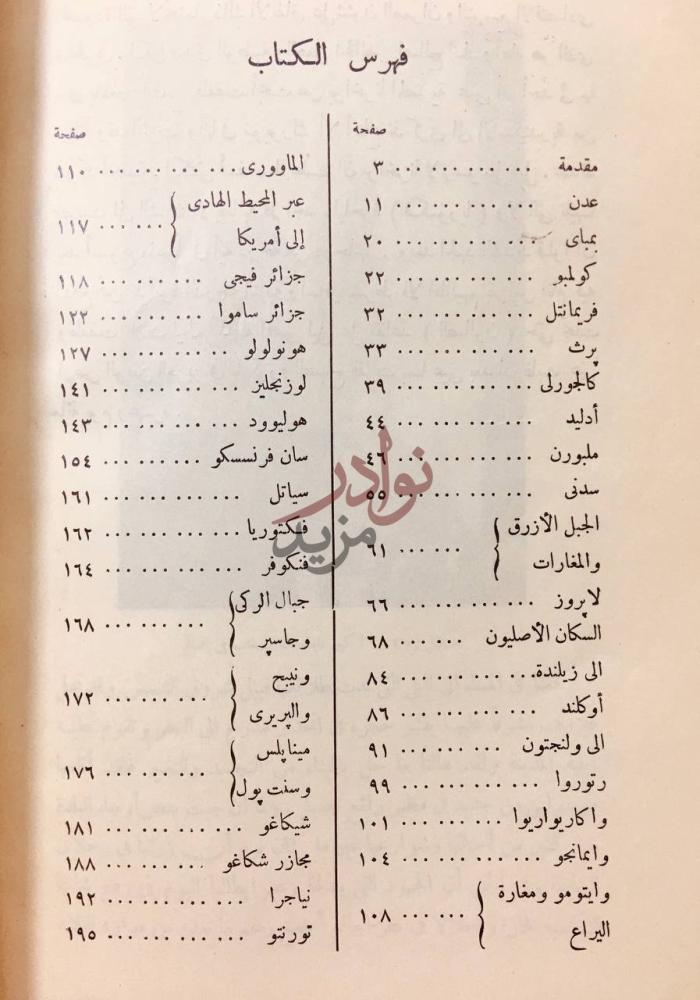 فهرس كتاب جولة في ربوع استراليا بين مصر وهونولولو